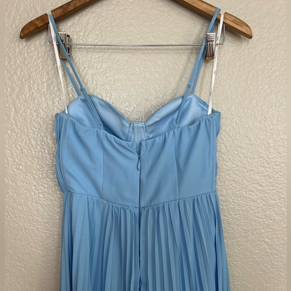 NWOT Admirable Elegance Light Blue Pleated Bustier Maxi Dress - Picture 6 of 10